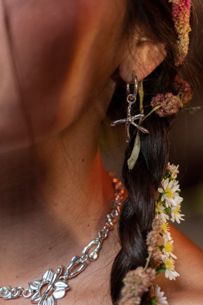 Blue Finger Starfish Hoops