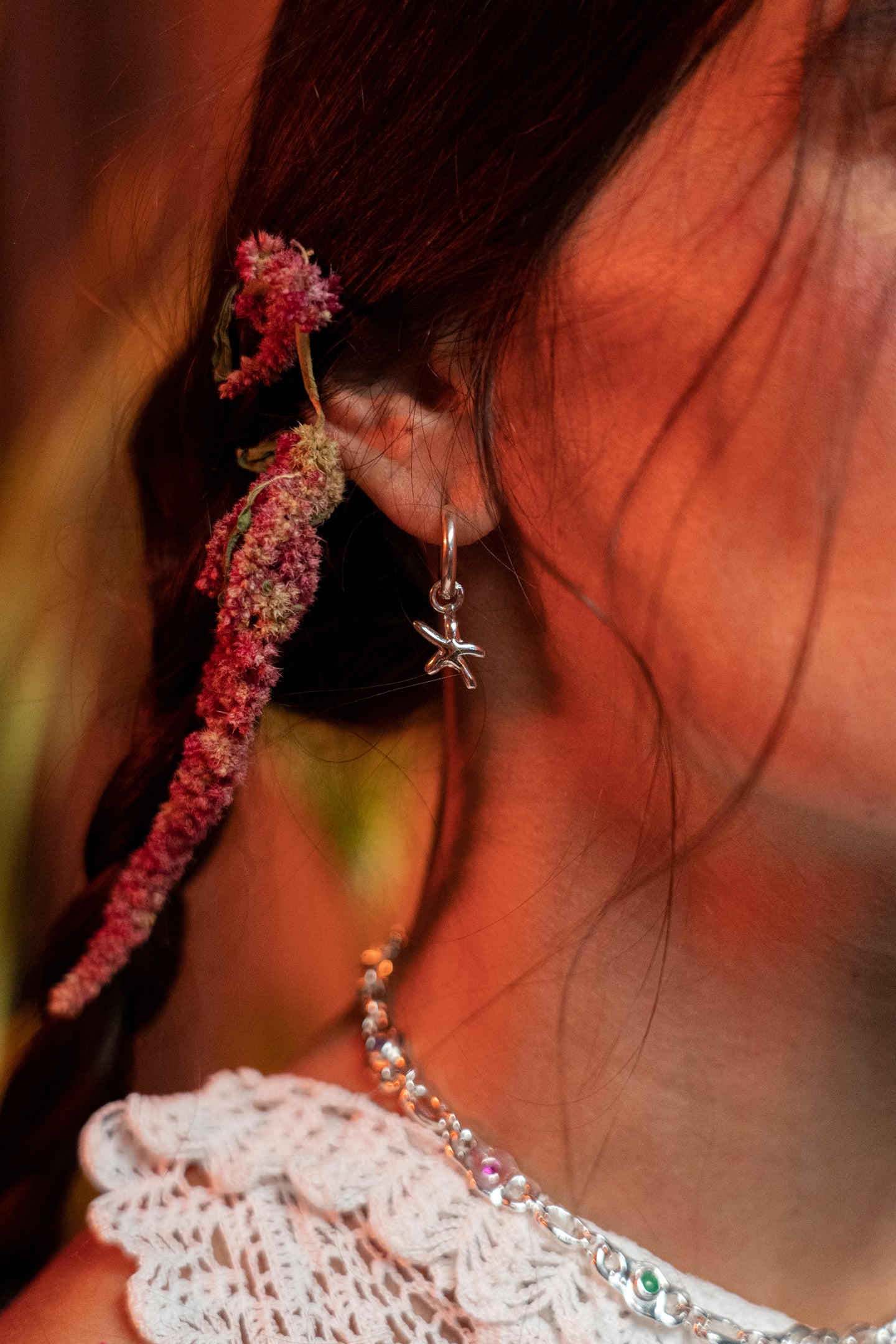 Blue Finger Starfish Hoops