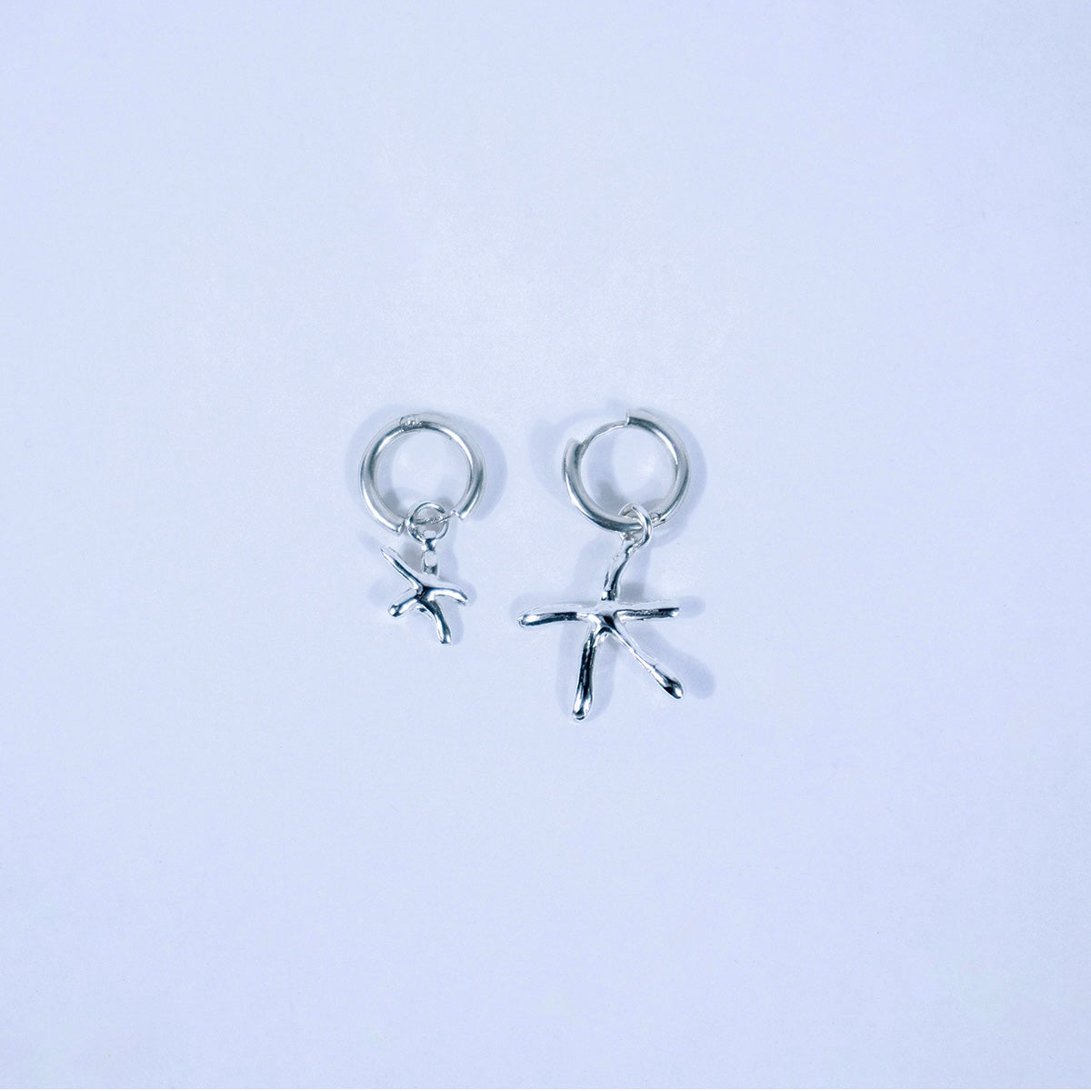Blue Finger Starfish Hoops