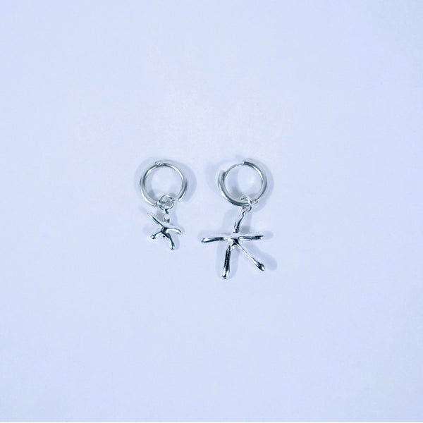 Blue Finger Starfish Hoops